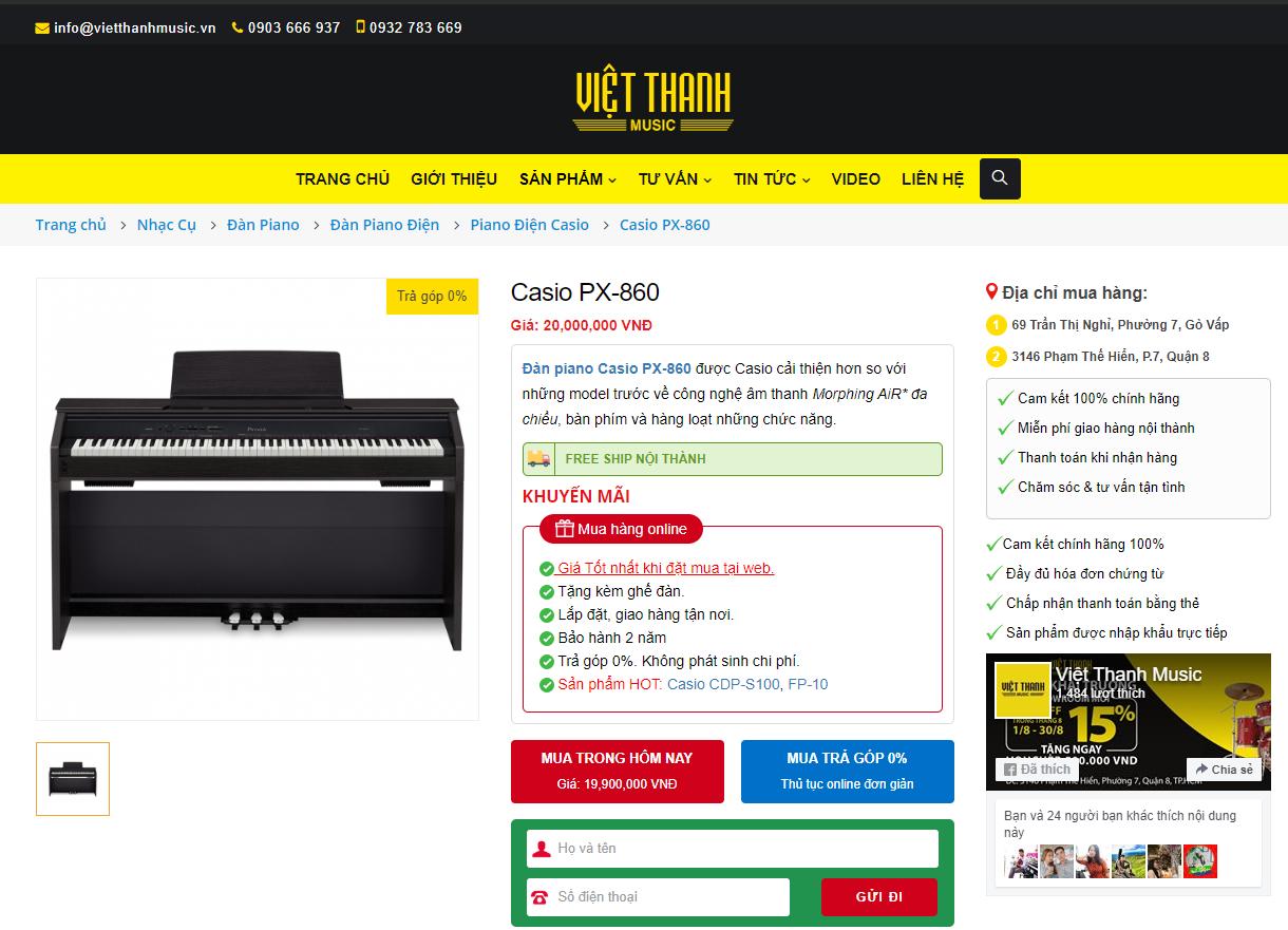 Giá đàn piano điện Casio PX-860 tại Việt Thanh Music